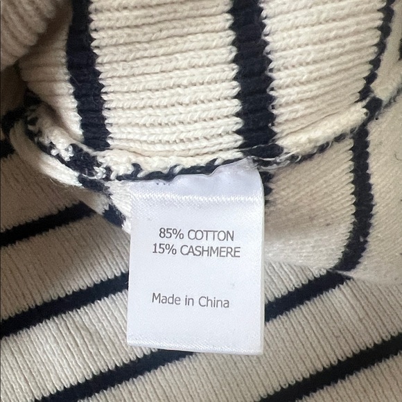 La Ligne V-Neck Polo Striped Sweater Cotton Cashmere - Picture 3 of 6